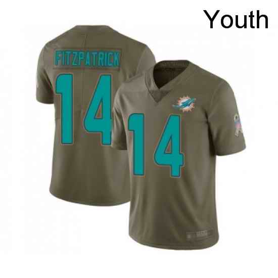 Youth Miami Dolphins 14 Ryan Fitzpatrick Limited Olive 2017 Salute to Service Football Jersey